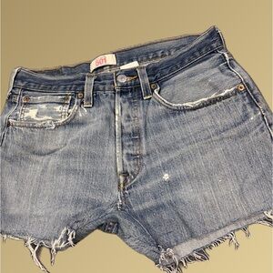 Levi's Ribcage Distressed Blue Jean Shorts